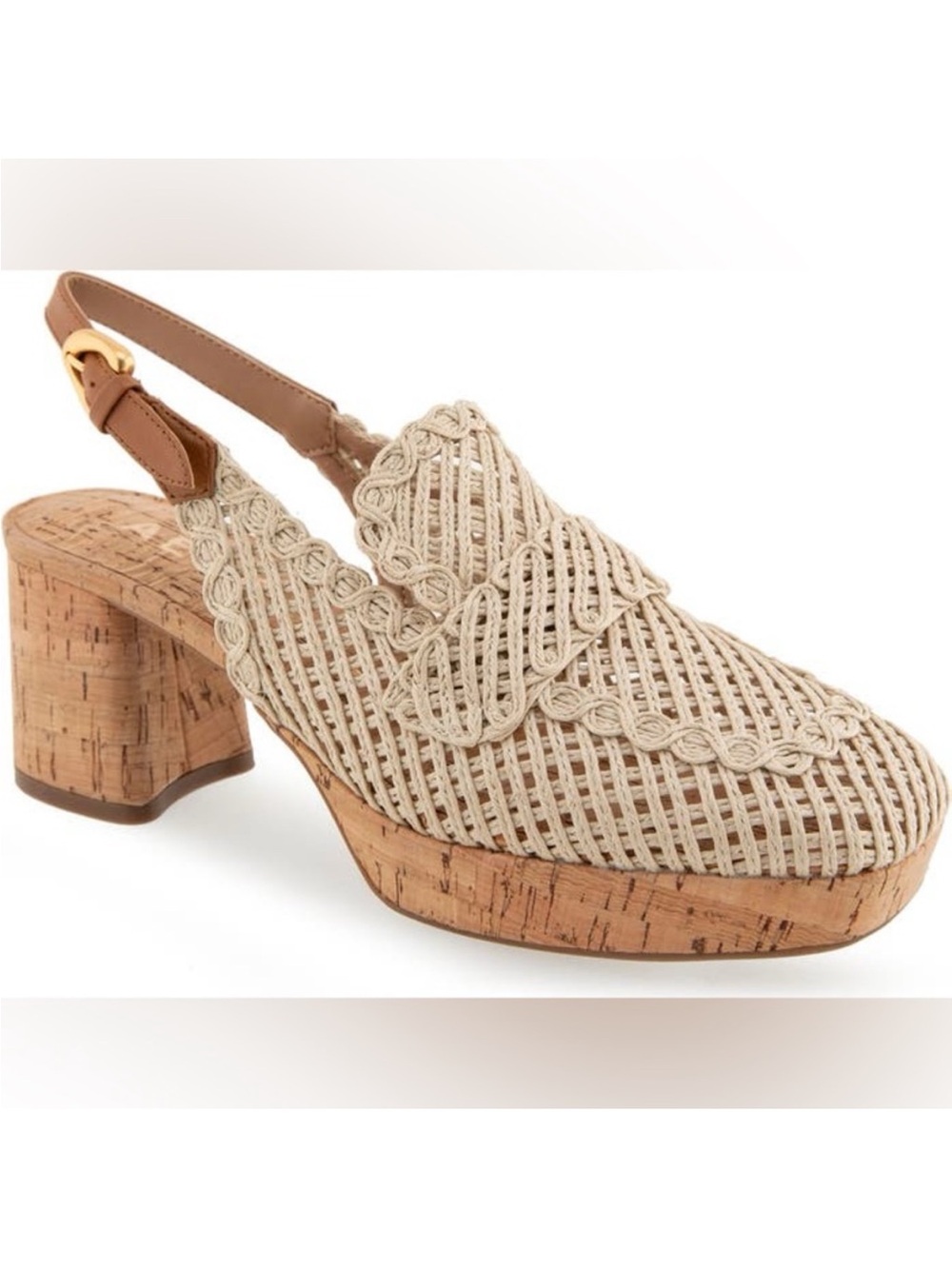 Aerosoles Santina Platform Pump Natural Beige Raffia